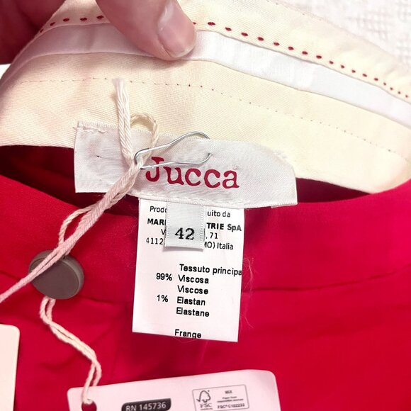 NWT JUCCA Red Fringe Wide Leg Pants Size IT 42 / US 4 – 6 - Picture 3 of 7